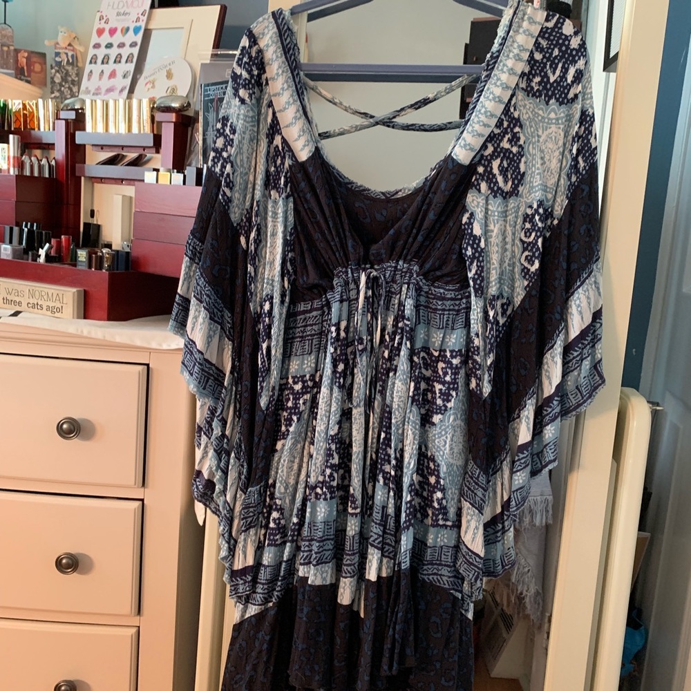 Free People Blue/White Print Dress
